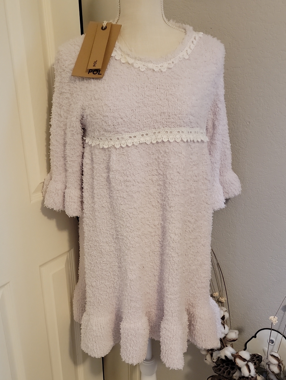 POL  Lavender Dress With Ruffles And Lace Trim NWT